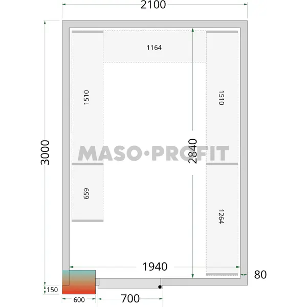 Tefcold Panely ke stavebnicovým boxům 80 mm CR 210x300x220