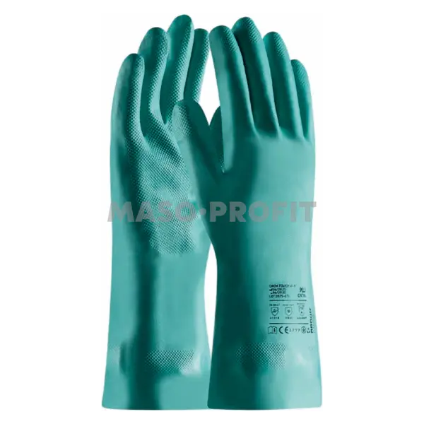 Rukavice nitril s velurovou úpravou S 33 cm zelené