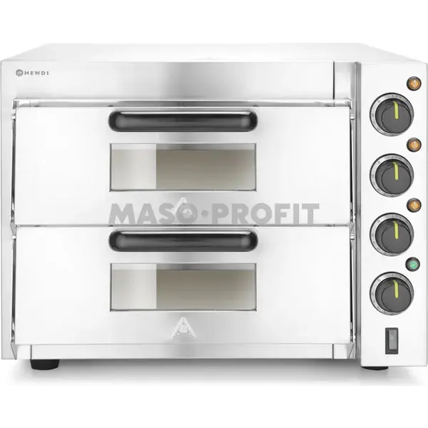HENDI Pec na pizzu dvoukomorová 3000 W, Stříbrná, 230V/3000W, 580x560x(H)435mm