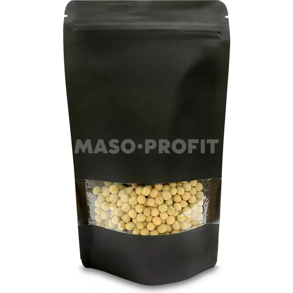 Sáček kraft papír černý s okénkem ZIP 500ml