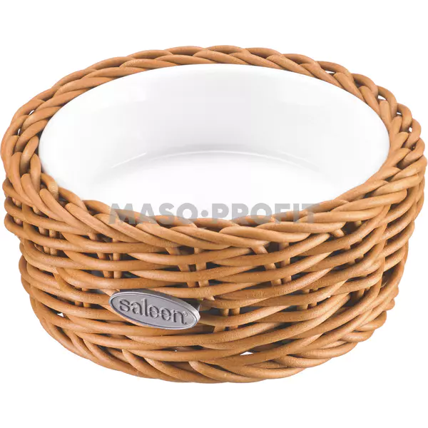 Saleen Košík s porcelánovou miskou Ø105x45 - béžový